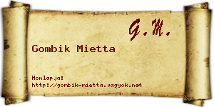 Gombik Mietta névjegykártya